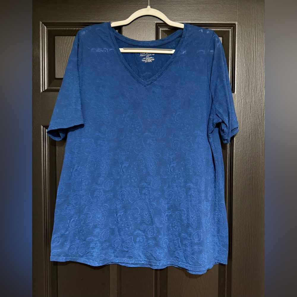 Lane Bryant Blue V-Neck Short Sleeve Tees